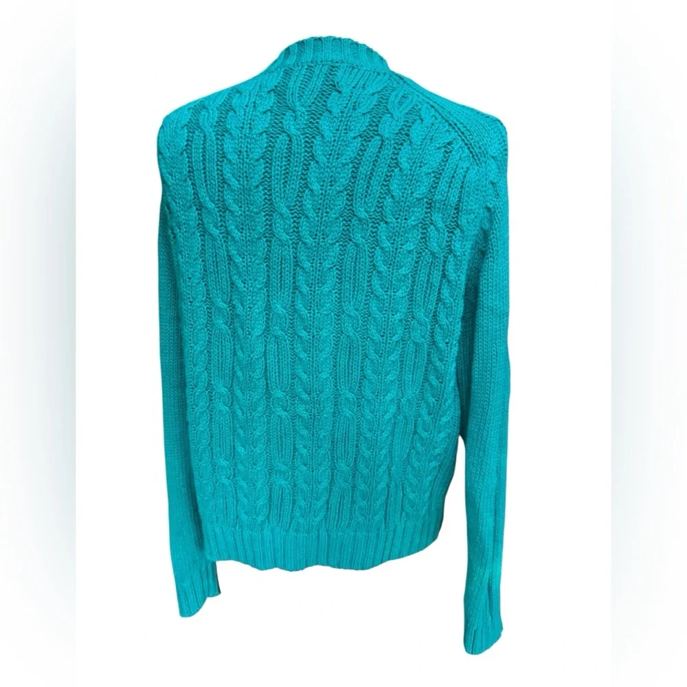 1990s Casual Corner Oversized Ramie/Cotton Blend Cable Knit V-Neck Cardigan‎